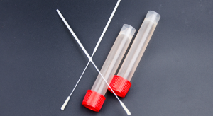 Swabs and vials for an at-home test