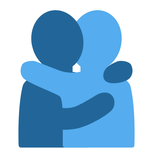 An emoji of two people hugging